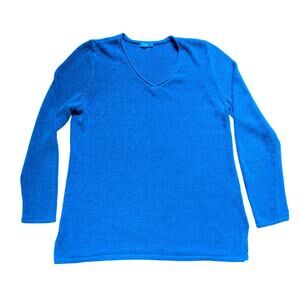J McLaughlin Cotton Blend Blue Knit V Neck Sweater Tunic Size L